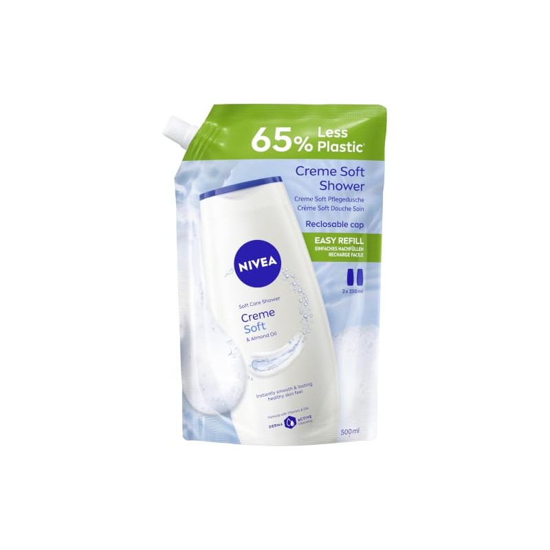 NIVEA Creme Soft Care Shower Refill Bag, pH Neutral Shower