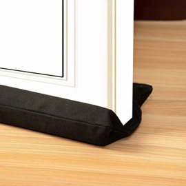 Marwood Under Door Draft Stopper 30-38" Adjustable Wind Stopper for Door & Window, Foam Door Sweep Air & Noise Blocker for Bottom of Doors Double Side Seal - Black