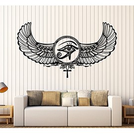 DesignToRefine Vinyl Wall Decal Eye of Horus Ra Egyptian God Protective Amulet Stickers Large Decor (1205ig) Silver Metallic