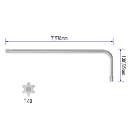 FOCMKEAS 4PCS T40 Long Tamper Proof Torx Key Bit Wrench, Anti Tamper Star Screwdriver Security Bit Torque Repair Tool L-Shape Nickel Plated CRV Steel, Extra Long Arm