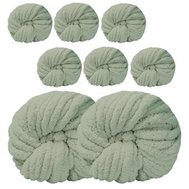 Dololoo Chunky Yarn for Hand Knitting,Jumbo Big Thick Chunky Chenille Yarn for Crocheting, Super Bulky Chunky Knit Blanket Yarn, 8 Skein (32 yds，8.8 oz Each Skein), Pale Green