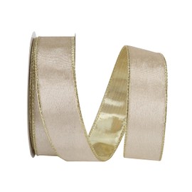 DINDOSAL Champagne Gold Velvet Ribbon Wired 1.5" x 10 Yards Champagne Christmas Wired Ribbon with Gold Back Gold Wired Ribbon for Wreaths, Tree Topper Bows, Crafts, Home Decor, Gift Wrapping