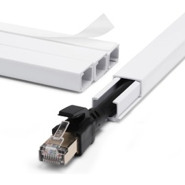 ZhiYo Cord Hider Wall for One Cord, 68in Cord Covers for Wires on Wall, Easy Install Cable Cover Wall, Cable Raceway White Hide Cords, Cable Hider Cord Management Wall, 4X L17in W0.6in H0.4in