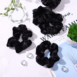 Frcolor Velvet Hair Bobbles / Scrunchie Hair / Elastic Hair Bobbles Pack of 10 (Black)