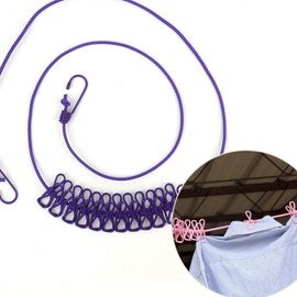 Elastic Clothesline Set with Built-in Clips - Stretchable Rope for Balcony Drying Washing 2ea