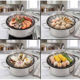 Premium 304 Stainless Steel Foldable Steamer for Cooking – Expandable Basket for Vegetables, Seafood & Everyday Kitchen Use