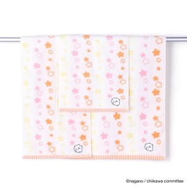 Chiikawa Popstar Face Towel, Orange, Pile, Cute, 41-1102130, Approx. 13.4 x 31.5 inches (34 x 80 cm)