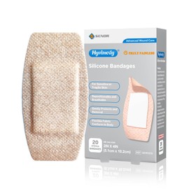Hysimedy Silicone Adhesive Bandages Large Sizes for Sensitive Fragile Skin 2"x4" 20 Count Flexible Fabric Latex Free Hypoallergenic Breathable XL Bandages for Adhesive Allergy Wounds