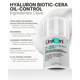 HYALURON BIOTIC-CERA OIL-CONTROL Crema Gel Hidratante Facial para Piel Mixta, Grasa y Sensible Triple Ácido Hialurónico, Niacinamida, Ceramidas y Postbióticos Matificante Control de Grasa y Reparación de Barrera 50 ml