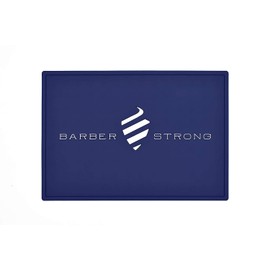 Barber Strong The Barber Mat, Countertop Workstation Mat for from Hair Cutting Tools and Accessories, Extra Grip for Slip-Prevention, Blue w/White Logo