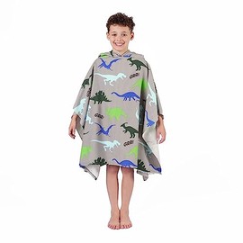 Dreamscene Kids Poncho Towel, Swimming Pool Hooded Changing Robe Surfing Beach Baths Quick Dry Soft Microfibre, Dino Print One Size
