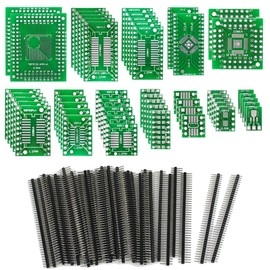 KeeYees 12 Types SMD to DIP Adapter Board PCB Prototype Kit SOP8 SOP10 SOP14 SOP16 SOP20 SOP24 SOP28 0402/0603/0805 SMT SOT89/SOT223 TQFP100 QFN32 QQQN444/48 with 40 pieces 2.54 mm pin header