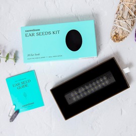 NAO Wellness 24K Gold Ear Seeds- Auriculotherapy Seeds Self-Care Acupressure Beads with 40+ Solutions – 20 Gold Ear Seeds Acupuncture Kit – Suitable for Adults and Kids