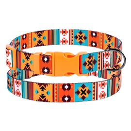 Southwest Dog Collar Tribal Pattern Adjustable Puppy Pet Collars for Small Medium Large Dogs Aztec Print (Southwest, Neck Fit 14"-18")