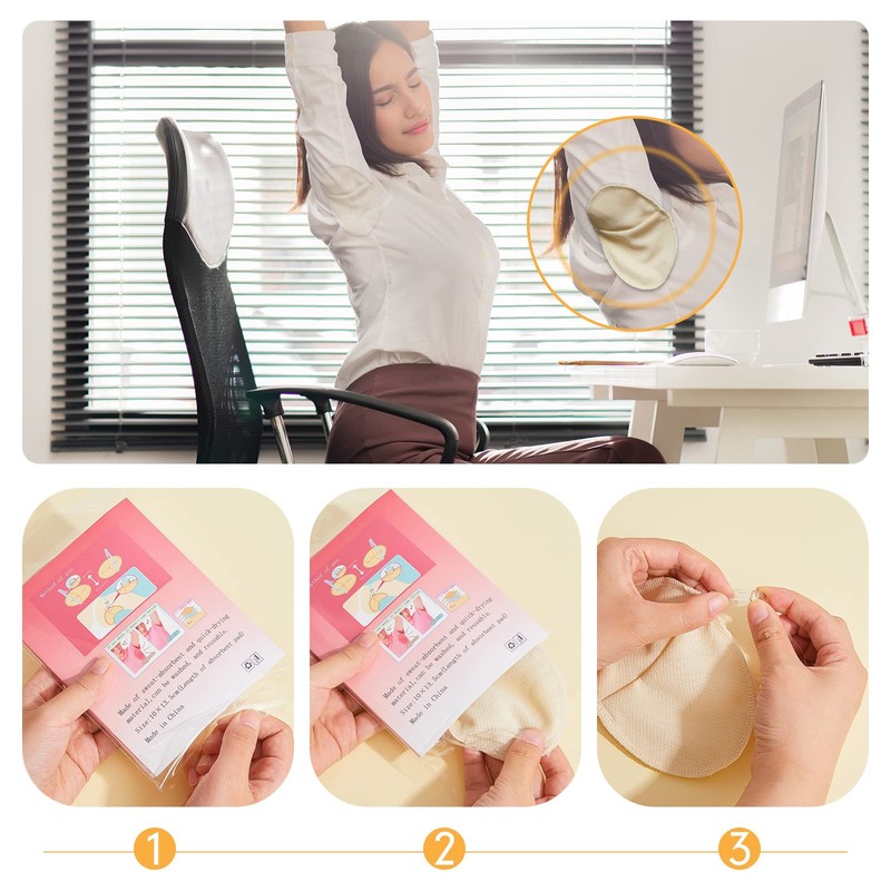 4 Pairs Underarm Sweat Pads Reusable Armpit Absorbing Guards Washable