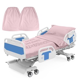 2 Pack Bariatric Hospital Bed Sheets - 42x80x12 Inch Deep Pocket Fitted Sheets for Oversized Medical & Bariatric Mattresses - Soft Knitted, Durable & Stretchable (Pink)