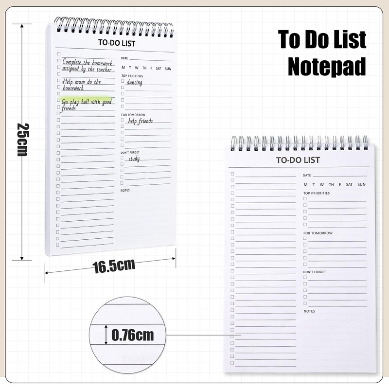 Koogel To Do List Notepad, 16.5 x 25cm Planner Notebook