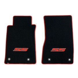 Lloyd Mats Heavy Duty Premium Red and Black Vinyl Binding Carpeted Floor Mats for Chevy SS 2014-2017 (Black, 2PC - Fronts)