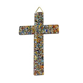 Murano Glass Cross Approx. 14.5 x 9 cm Multi-Coloured