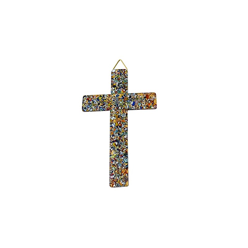 Murano Glass Cross Approx. 14.5 x 9 cm Multi-Coloured