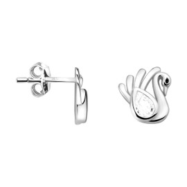 SOFIA MILANI - Women's Earrings 925 Silver with Zirconia Stones - Swan Stud Earrings, Sterling silver, Zircon