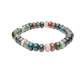 Handgefertigtes 8-mm-Edelstein-Perlenarmband für Männer und Frauen | Elastisches Armband mit Kristall-Heilstein (Indischer Achat)