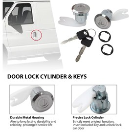 Upgraded 2 Sets Door Lock Cylinder w/Keys Kit Repl.#F4TZ-1522050-B for Ford F-250 Super Duty 1999-2003 w/o Theft Deterrent and Keyless Entry, Black Finish US