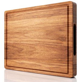 XX-Large Acacia Wood Cutting Board for Kitchen, 24x18x1.2 Inch Reversible Wooden Chopping Board Thick Charcuterie Board with Juice Grooves and Handle for Meat, Cheese, Vegetables, Fruits, Bread