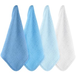 CroBlissful 12 Pack Colorful Baby Washcloths 12 * 12 inch Newborn Wash Cloths Baby Soft Cotton Towels Reusable Baby Wipes for Face Baby Shower Gifts, 4 Colors (Blue)
