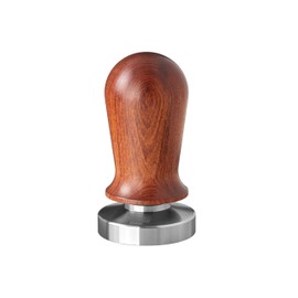 scarlet espresso Perfetto tamper for barista; calibrated to 35 lbs contact pressure; with aluminium or precious wood handle and precision stainless steel base (set: sandalwood - dark brown 51 mm&Puck)