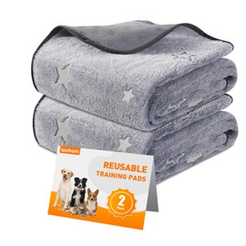 LOOBANI Washable Pee Pads for Dogs, Fast Absorption Reusable Puppy Pads, Waterproof Whelping Mats, Non Slip Training Pet Playpen Mat for Floor, Dog Crate, Grey 2 Pack 36 x 36 in