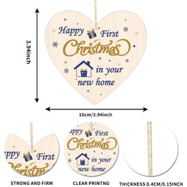 iwiio Happy First Christmas in New Home Ornament New Home Wooden Heart Sign New Home Christmas Decoration Hanging Plaque for Christmas Tree Decoration Accessories (B)