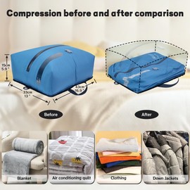 Vacuum Bags for Clothes, Reusable TPU Vacuum Bags with Airtight Valve, Travel Nylon Organiser with Waterproof Zip, Airtight Packing Cubes for Suitcase, Backpack, Hand Luggage