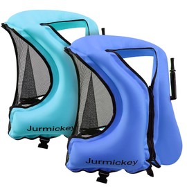 2 Pcs Snorkel Vest for Adults, Inflatable Snorkeling Vest for Men & Women, Portable Swim Jacket & Buoyancy Vest for Snorkeling, Swimming, Kayaking, Boating（Blue+Deepblue）
