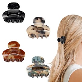 4 pinzas pequeñas para mujer, pinzas antideslizantes para cabello grueso/fino, pinzas francesas medianas, linda pinza de carey de 4,5 cm para media me