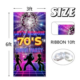 Let's Boogie Door Banner | Disco 70s Theme Party Decorations Door Sign | Back to 70s Disco Dancing Night Photography Background | Disco Birthday Party Supplies