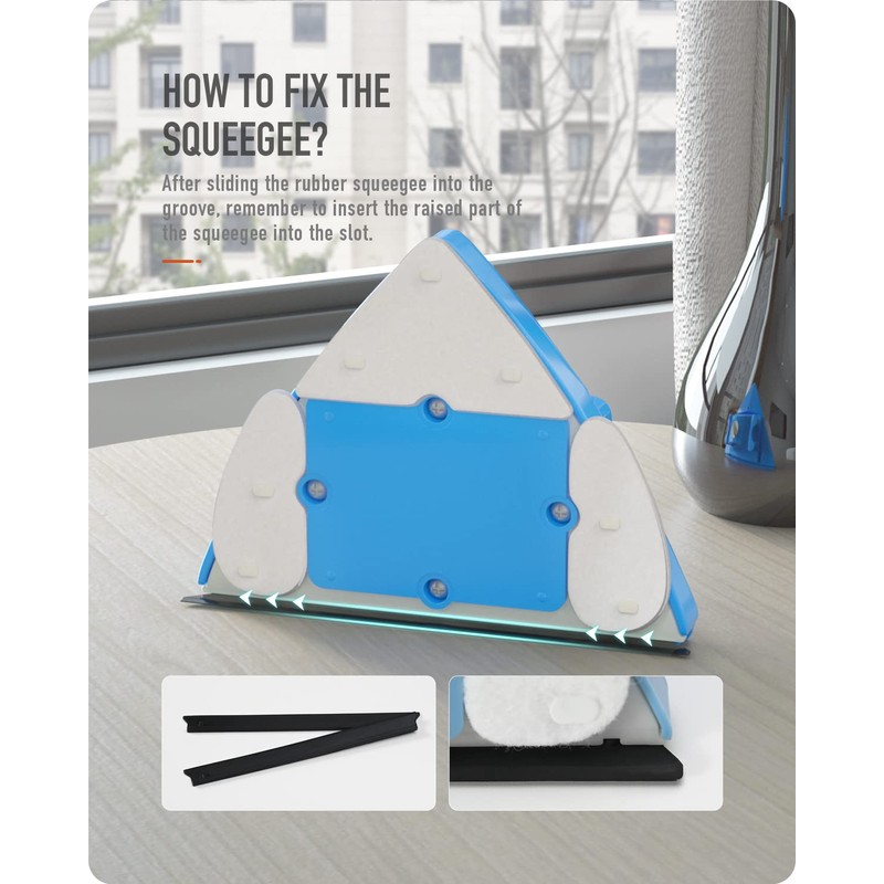 Adjustable Magnetic Window Cleaner Refill,BAFFECT 10 Sets Replacement Pads and