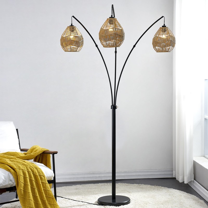 Maxax 3-Light Arc Floor Lamps for Living Room, Adjustable Modern