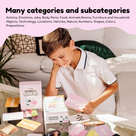 Vocabulary Flashcards: 420 Language Learning Cards for Toddlers, Homeschooling, ABA Therapy, Speech Therapy, ESL Learning. Actions, Emotions, Jobs, Food, Animals, Categories, Opposites