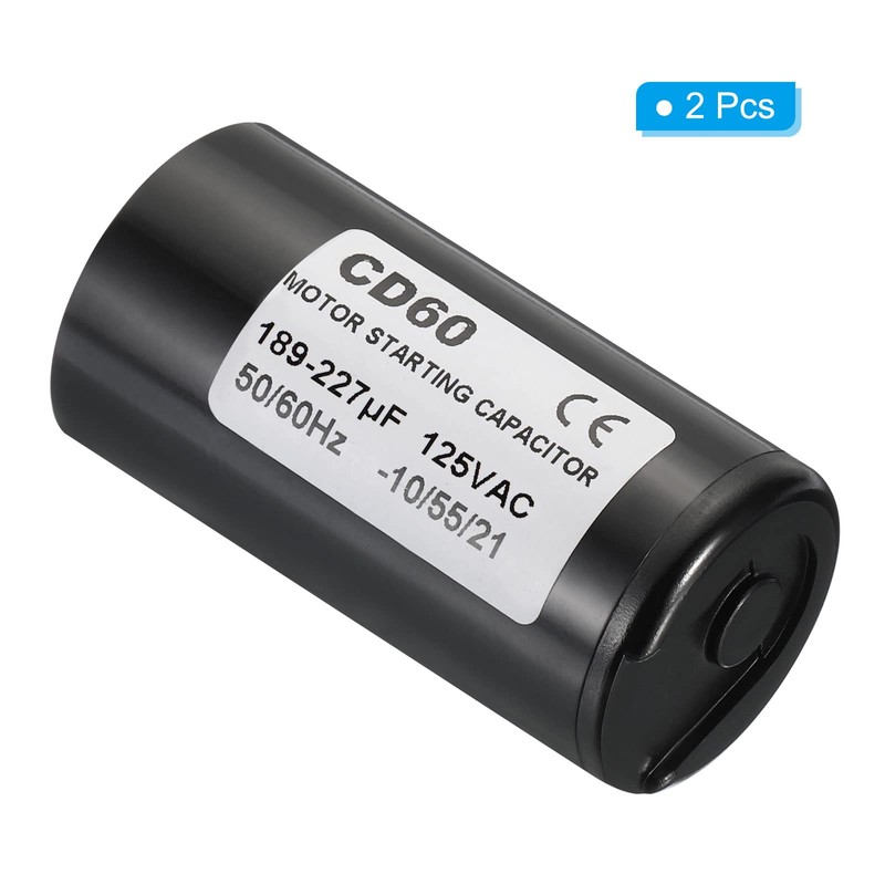 PATIKIL Motor Start Capacitor, 2 Pack 189-227uF/Mfd 125V 50/60Hz CD60
