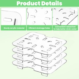 MBAIYO 24 Pcs Plastic Drain Shelf for 1/6 Size Food Pan, Clear PC Drain Trays with Raised Feet Food Drains Grate for Fruits Vegetables Sink Dish Kitchen Restaurant Hotel
