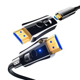 DGHUMEN 8K Fibre Optic Cable HDMI 2.1 Cable in Wall 10 Metres 8K @ 60Hz 4K @ 120Hz Ultra High Speed 48Gbps Removable Micro HDMI, Dynamic HDR eARC Dolby Atmos for Monitor Game Console Projector TV