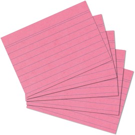Exacompta 38085B Pack of 100 Premium Index Cards Lined DIN A8 Ideal for School Learning Vocabulary and Suitable for Bunnybox Flashcard File 55 x 74 mm Pink