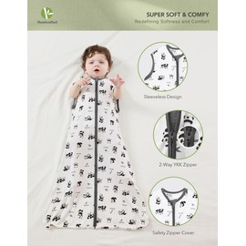 BambooBud Baby Wearable Blanket Unisex Newborn Sleep Sack 0.5 TOG Viscose from Bamboo Sleeping Bag Swaddle Transition Sacks, Panda, 6-12Months