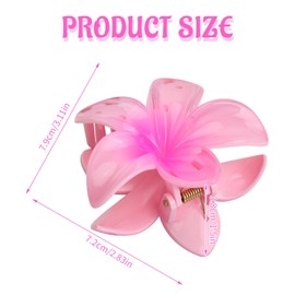 Emperoch 4 Pcs Hawaiian Flower Hair Clips, 7.2cm Flower Hair Claw Clips, Colourful Acrylic Hair Clips, Non-Slip Hair Jaw Clips, Plumeria Cute Plumeria Hair Styling Clip for Women and Girls