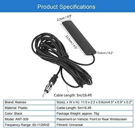 Keenso ANT-309 Internal Display Mount Keenso Antenna for Windshield Car Universal FM Car Radio Antenna with 5M Cable
