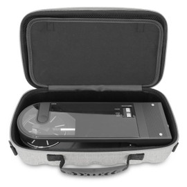 CASEMATIX Travel Case Compatible with Audio-technica AT-SB727 Portable Turntable Sound Burger Vinyl Record Player - Includes Carry Case Only with Handle and Shoulder Strap, Grey
