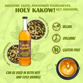 Holy Kakow Cafe Organic Cardamom Syrup - Cardamom Syrup, Coffee Syrup, Organic Syrup for Coffee, Cardamom Syrup for Coffee, Add to Latte, Cocktail and Shake, Real Food Ingredients - 750ml