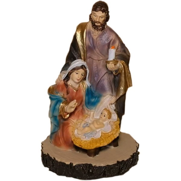 Kaltner Präsente Gift idea – Decorative Figurine Holy Family Mary Joseph with Jesus Child Nativity Block Hand-Painted