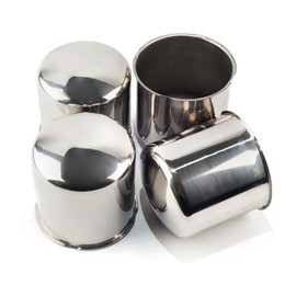 Rheedal 4Pcs 4.25inch Stainless Trailer Wheel Center Caps Push Through 4.19" Bore 4.33" Tall Curved Hub Cap for Truck SUV RV Wheel Rim, Chrome Wheel Cover